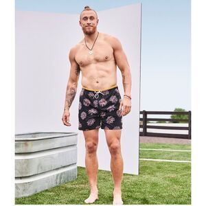 Chubbies x George Kittle Swim Trunks Mens L Black Colorful 5.5 Inseam Swim Beach